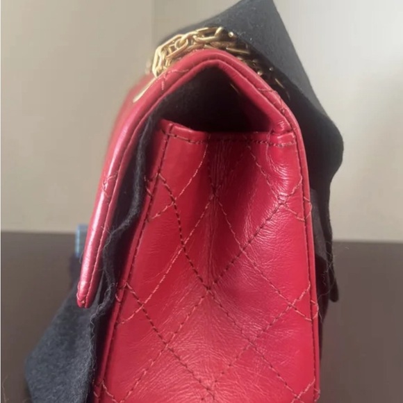 Chanel Mini Reissue 2.55 Rectangular Calf Leather Red Aged Gold HW NWT Full Set - Picture 6 of 10